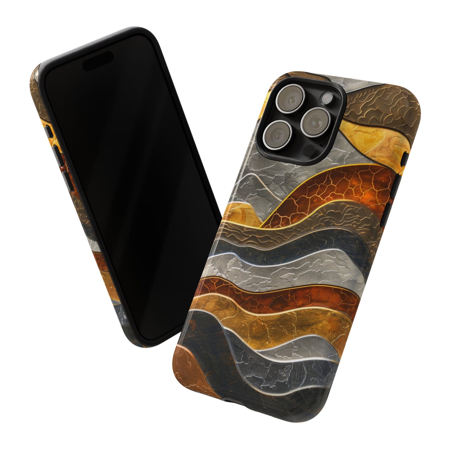 Abstract Gold and Silver Mountain Design Phone Case