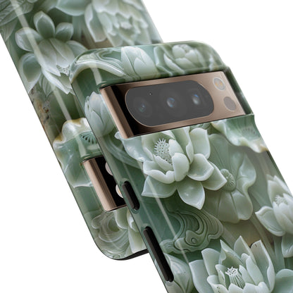 Green Jade Lotus Floral Art Phone Case