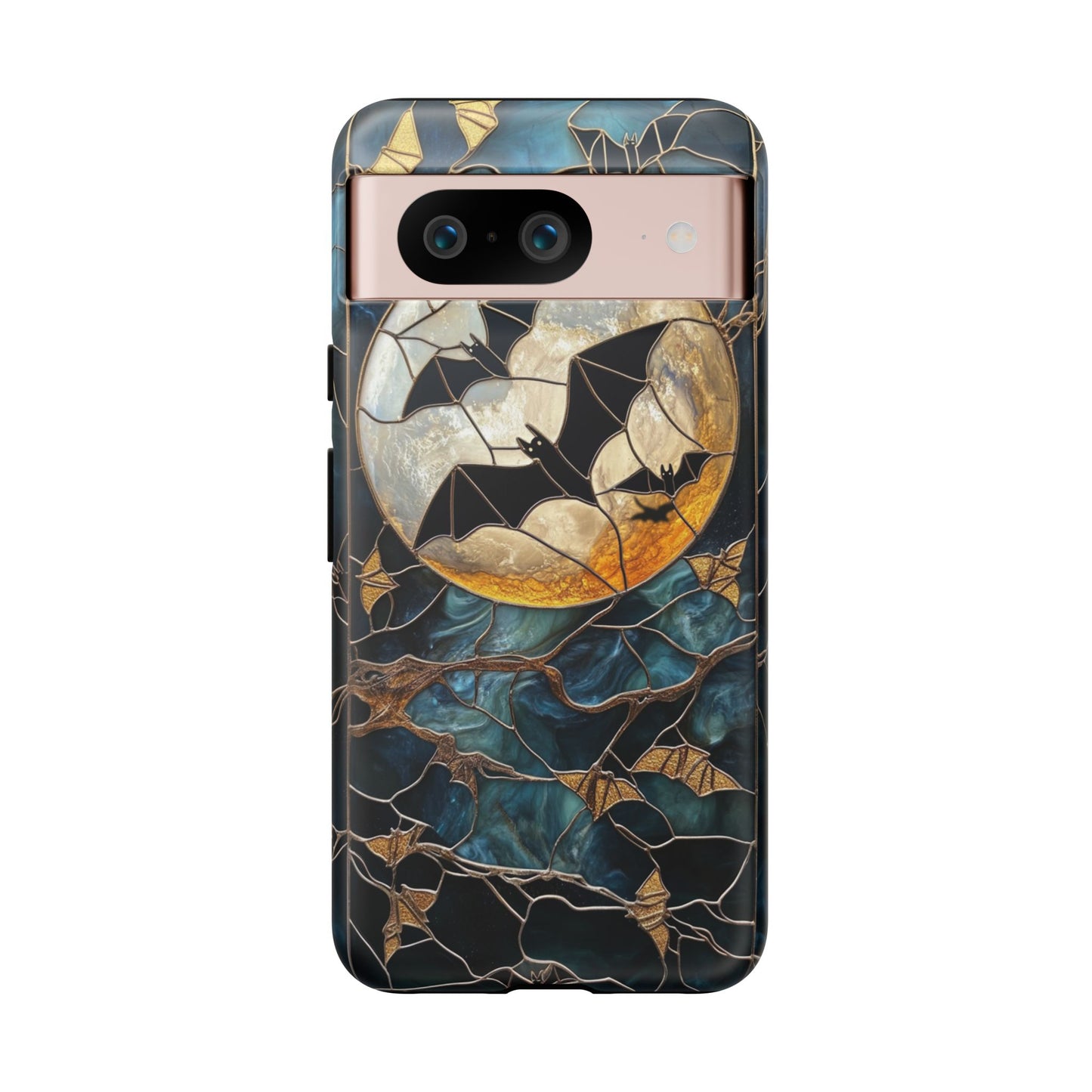 Halloween Phone Case Bats Stained Glass Style Spooky Moon Phone Cover