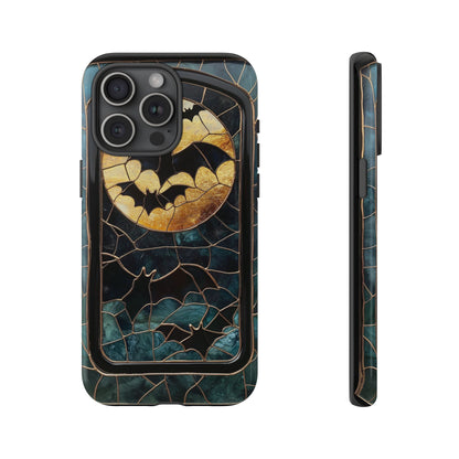 Halloween Phone Case Bats Stained Glass Style Spooky Moon Phone Cover