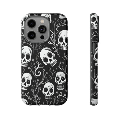 Join the Goth Side: Black Skull Floral Print | Mystical Elegance Case for iPhone, Samsung Galaxy, and Google Pixel