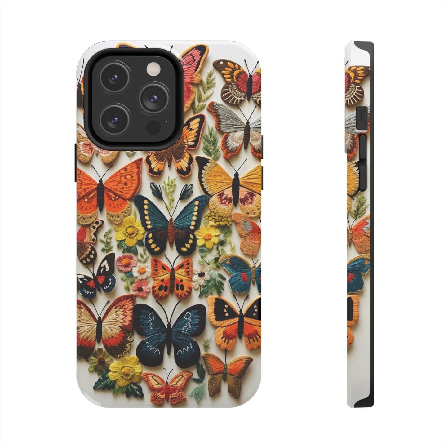 Embroidery Butterflies iPhone Case | Whimsical Elegance and Nature's Beauty in Handcrafted Detail