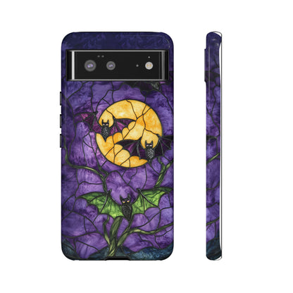 Full Moon Stained Glass Style Halloween Bats Phone Case