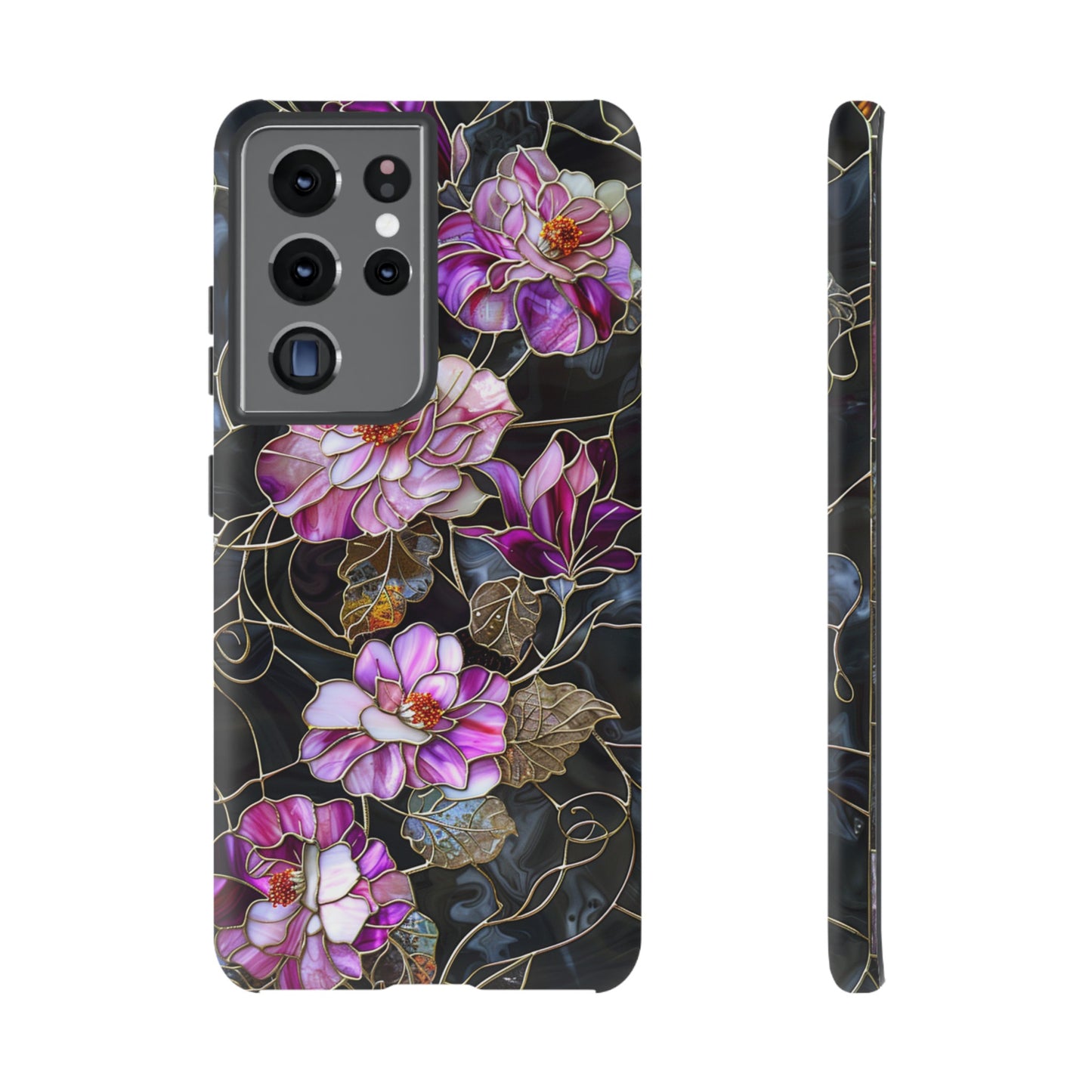 Magenta Color Floral Stained Glass Phone Case