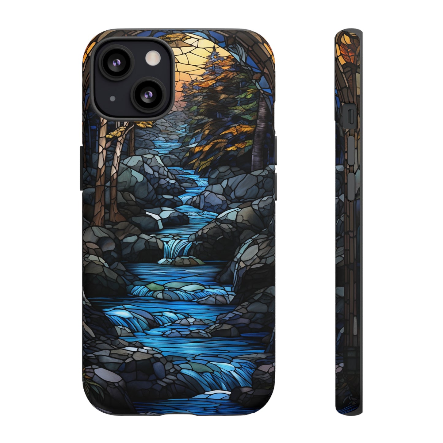 Stained Glass Stone Bridge and River Art Phone Case