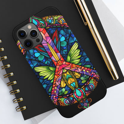 Peace Stained Glass Tough iPhone Case | Trippy Psychedelic Art Flowers Floral Aesthetic Retro iPhone 14 Plus 13 12 7 8 Se Trendy Hippie Boho