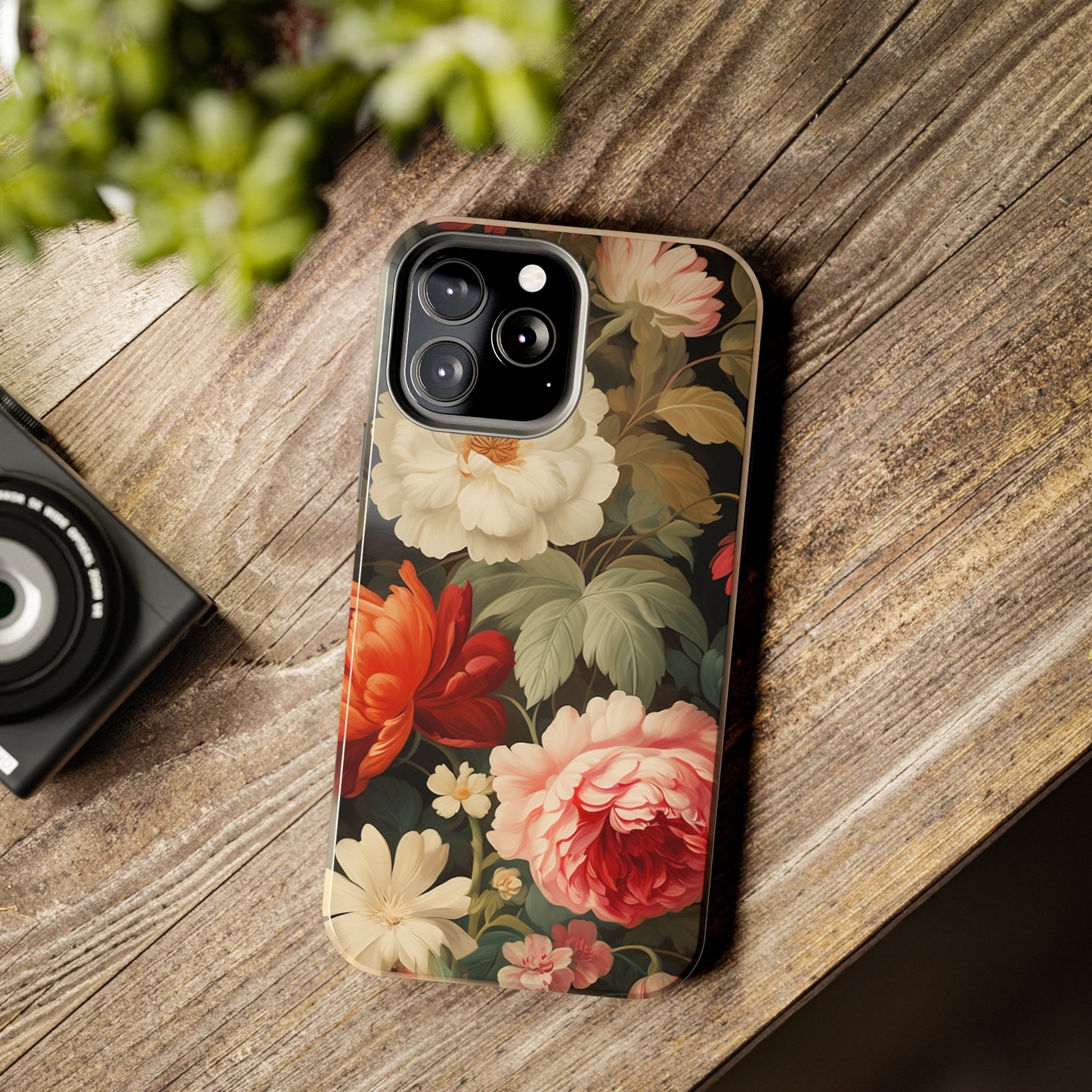 Vintage Floral Aesthetic Phone Tough Case | Antique Elegance for iPhone 11, 12, 13, 14