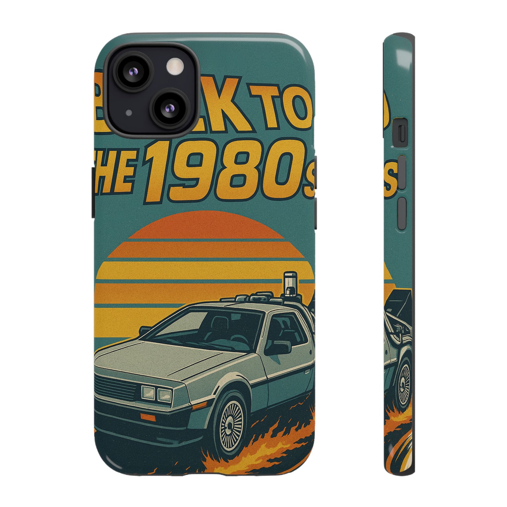 Time-traveling DeLorean retro phone case for iPhone Samsung
