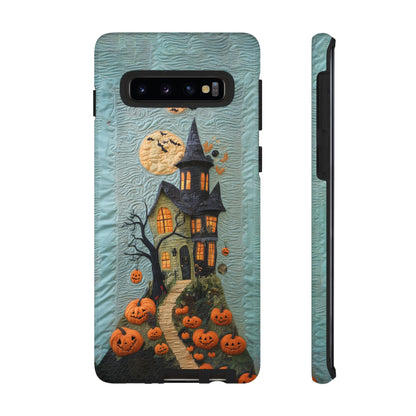 Halloween Haunted House Vintage Embroidery Style Phone Cover