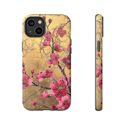 Pink Forget Me Nots Gold Floral Phone Case