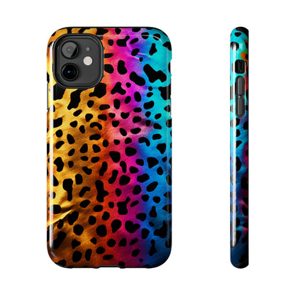 Kaleidoscopic Wild: Psychedelic Rainbow Leopard Print | Dazzling iPhone Case