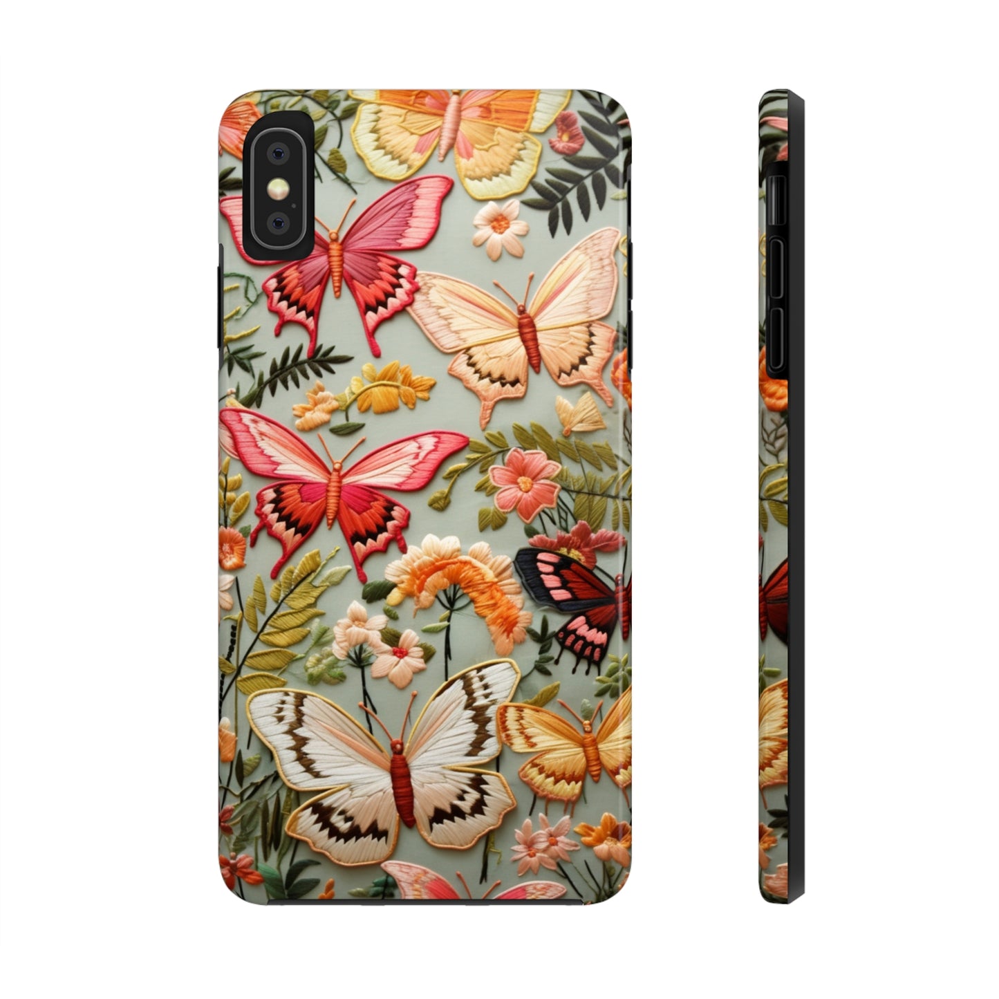 Embroidery Butterflies iPhone Case | Whimsical Elegance and Nature's Beauty in Handcrafted Detail