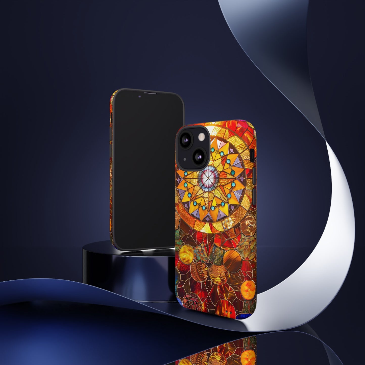 Cosmic Stained Glass Mandala Phone Case