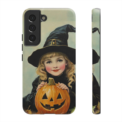 Vintage Halloween Card Witch and Jack-o'-lantern Phone Cover