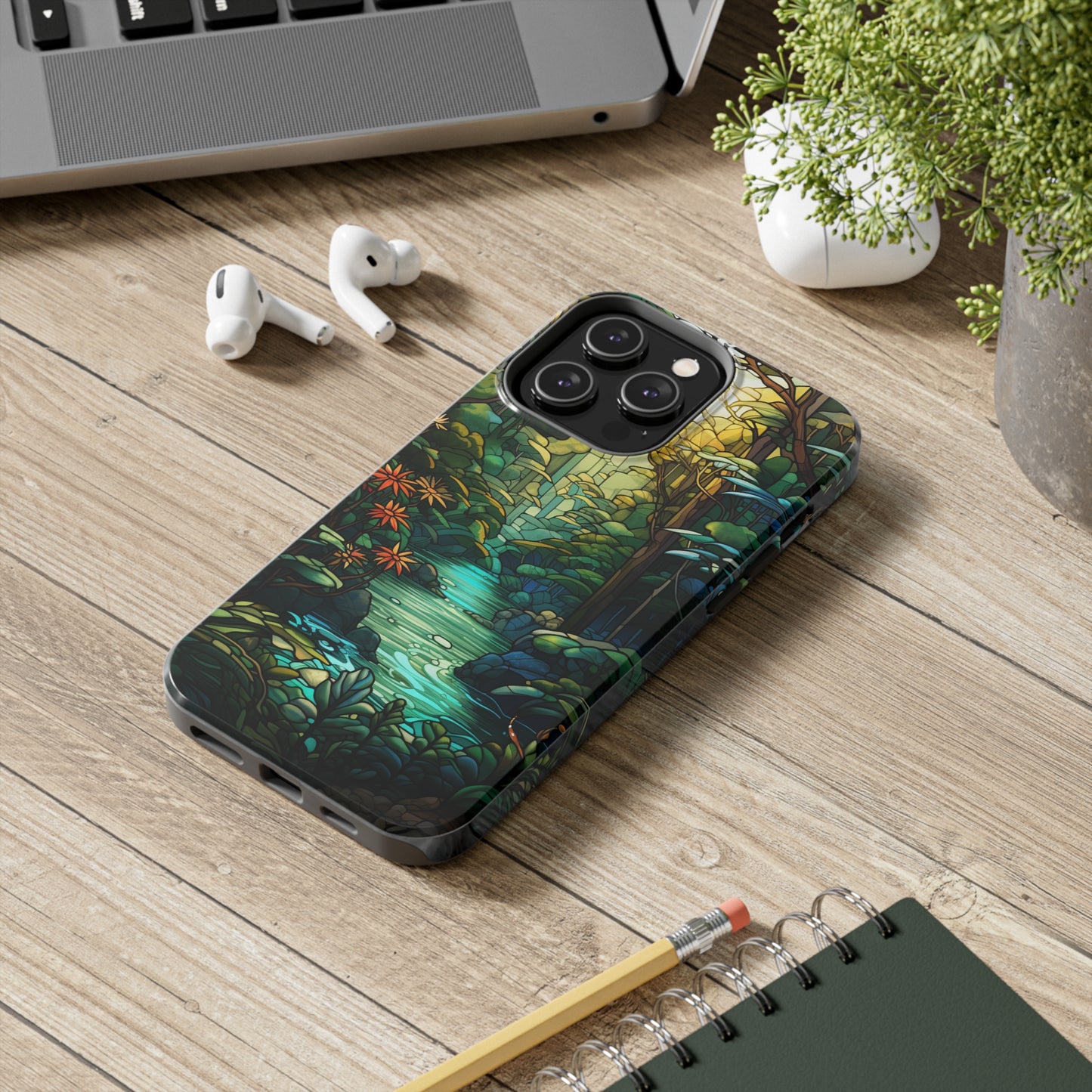 Stained Glass Phone Case Floral Aesthetic Art Nouveau Retro Samsung Galaxy Phone Tough Case iPhone 14 Plus 13 12 7 8 Se Hippie Boho