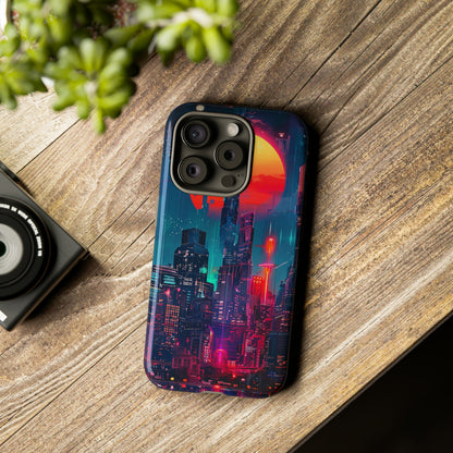 Cyberpunk Full Moon Cityscape Phone Case