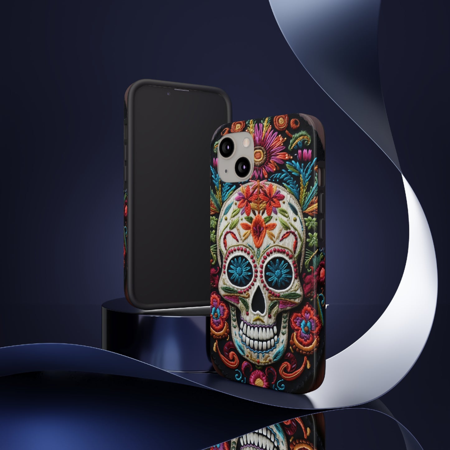 Embroidery Style Skulls Goth Dark Academia Tough Case iPhone Case