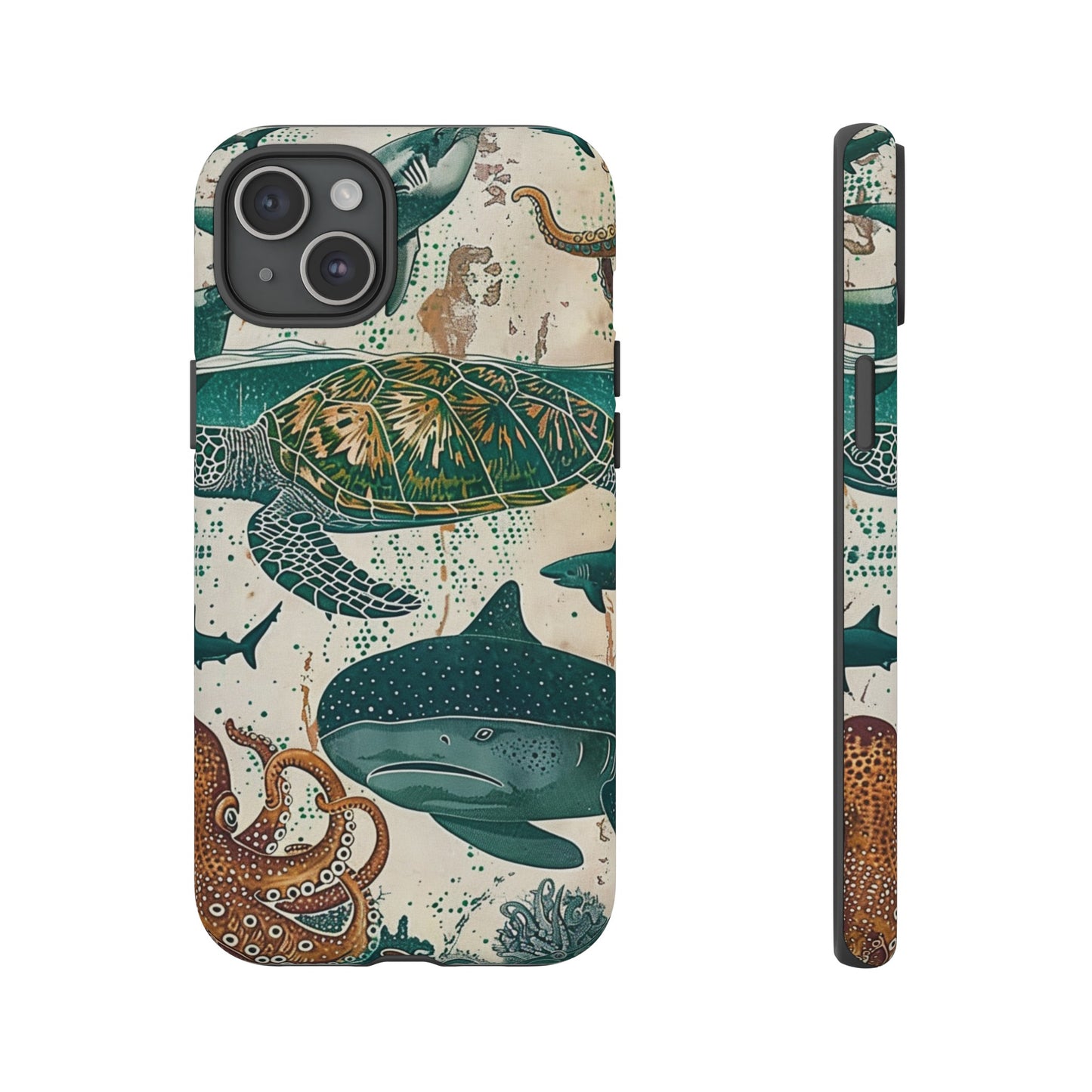 Undersea World Shark, Turtle, Manta Ray Phone Case