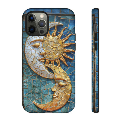 Boho Sun and Moon Mosaic Tile Stained Glass Phone Case