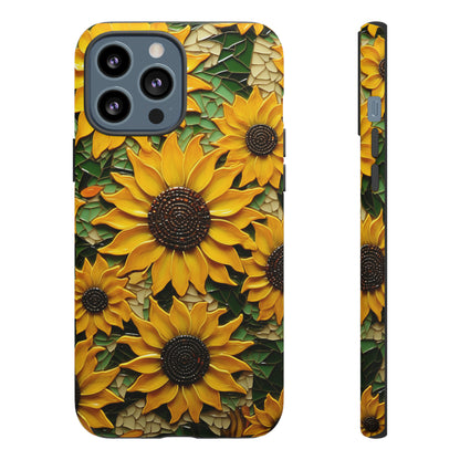 Sunflower Floral Color Explosion Mosaic Glass