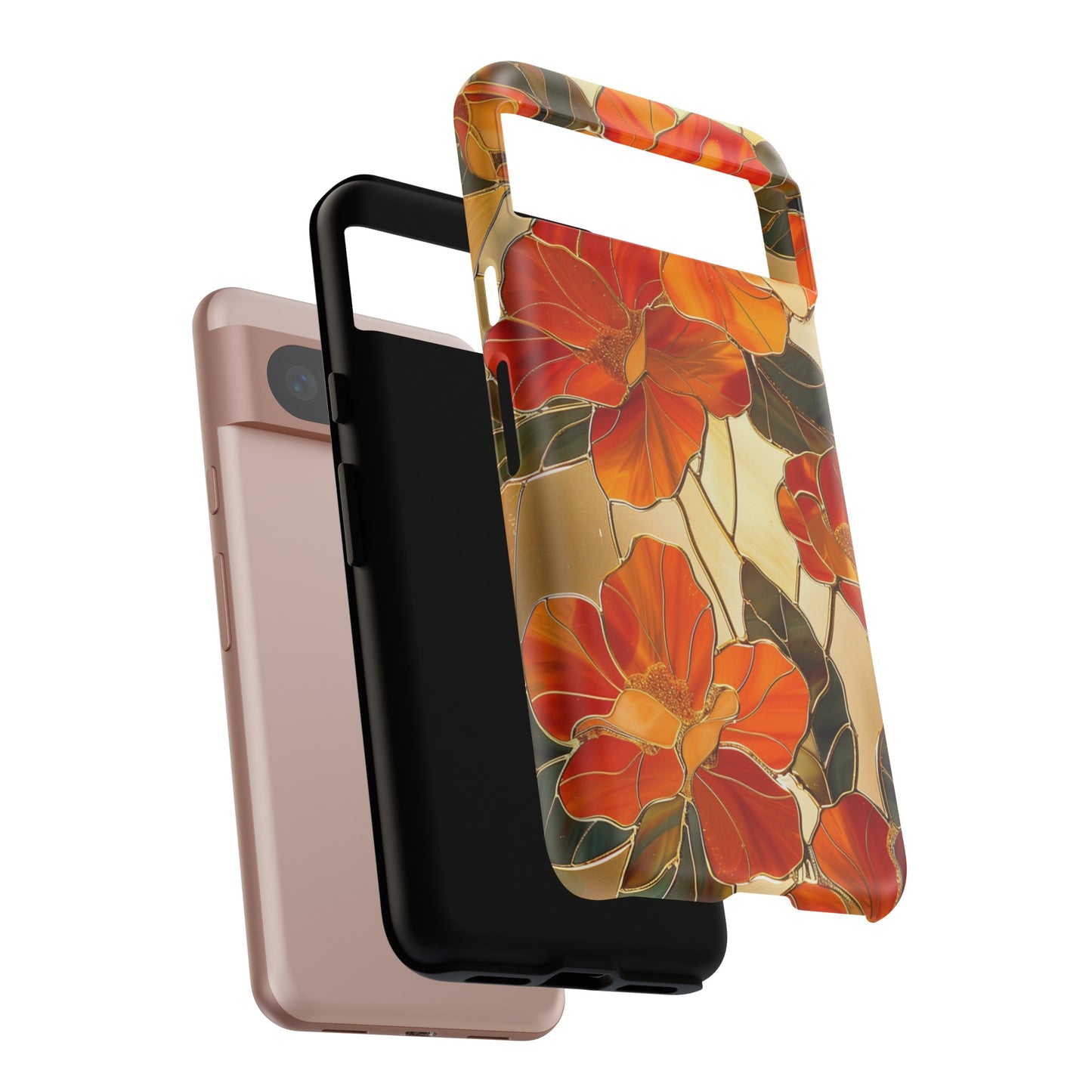 Orange Floral Phone Case Stained Glass Flower Aesthetic