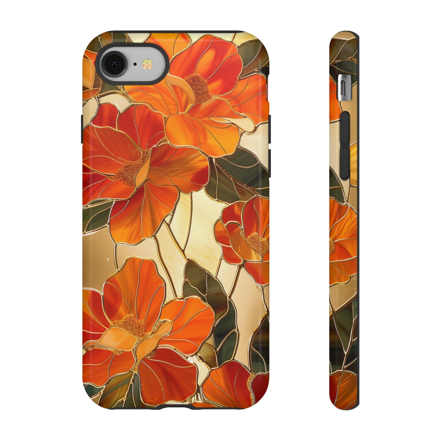 Orange Floral Phone Case Stained Glass Flower Aesthetic