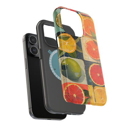 Italian Tile Citrus Fruit Abstract Floral Summer Style MagSafe Phone Case