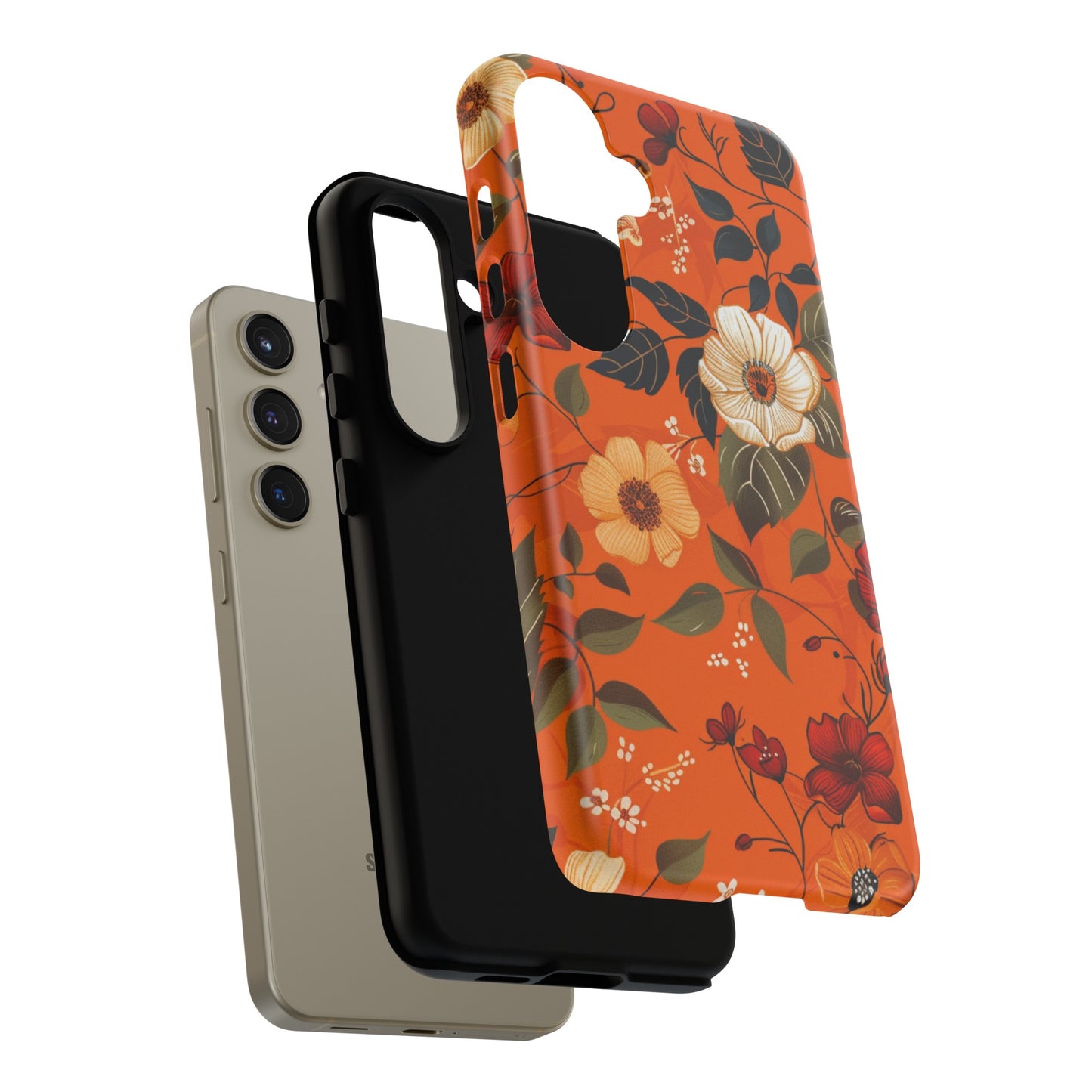 Orange Floral Phone Tough Case