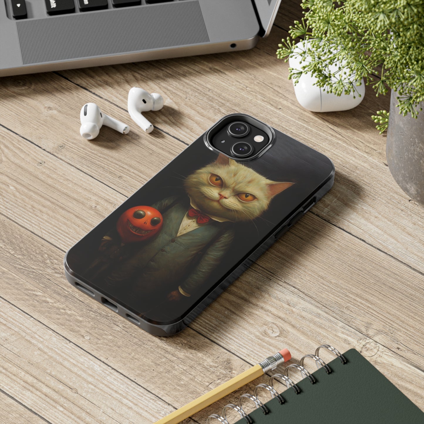 Creepy Spooky Halloween Cat iPhone Case | Dark Academia, Goth