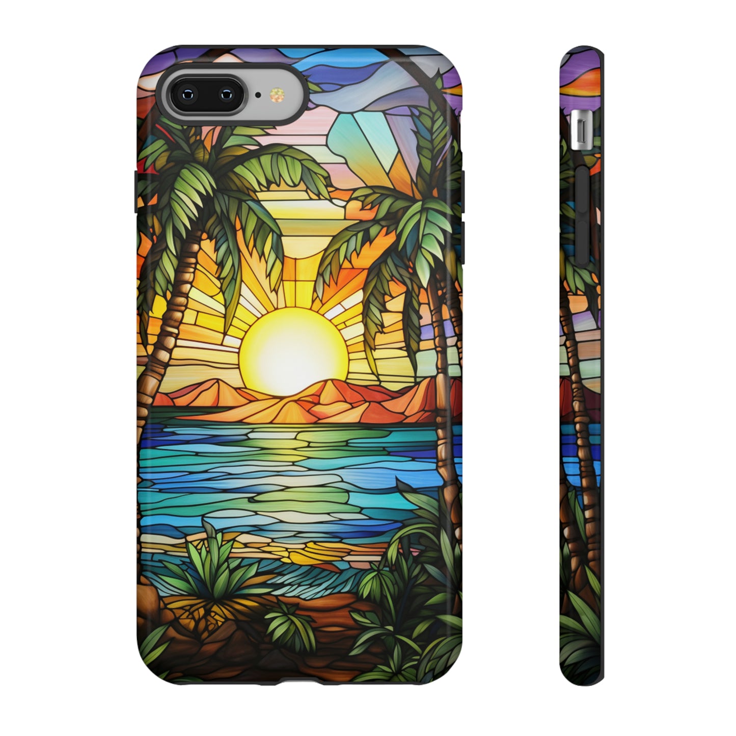 Tropical Stained Glass Sunset Beach