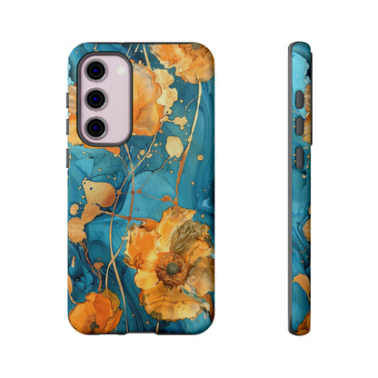 Gold Poppies Color Splash Floral Design Phone Case