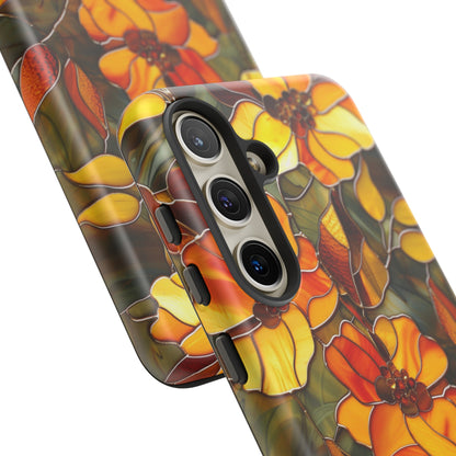 Orange Floral Phone Case Stained Glass Style