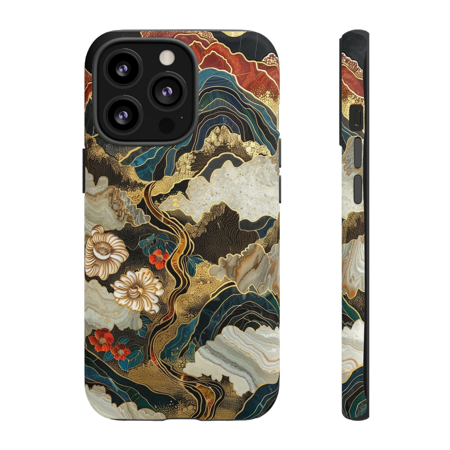 Chiyogami Stained Glass Floral Mountain Phone Case