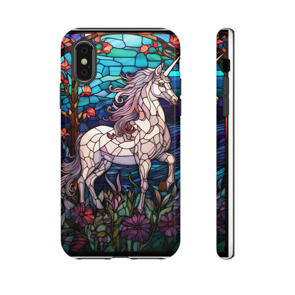 Unicorn Stained Glass iPhone, iPhone Case Retro Samsung Galaxy Phone Tough Case iPhone 15 14 Plus 13 12 7 8 Se Hippie Boho Style