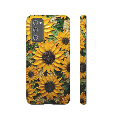 Sunflower Floral Color Explosion Mosaic Glass