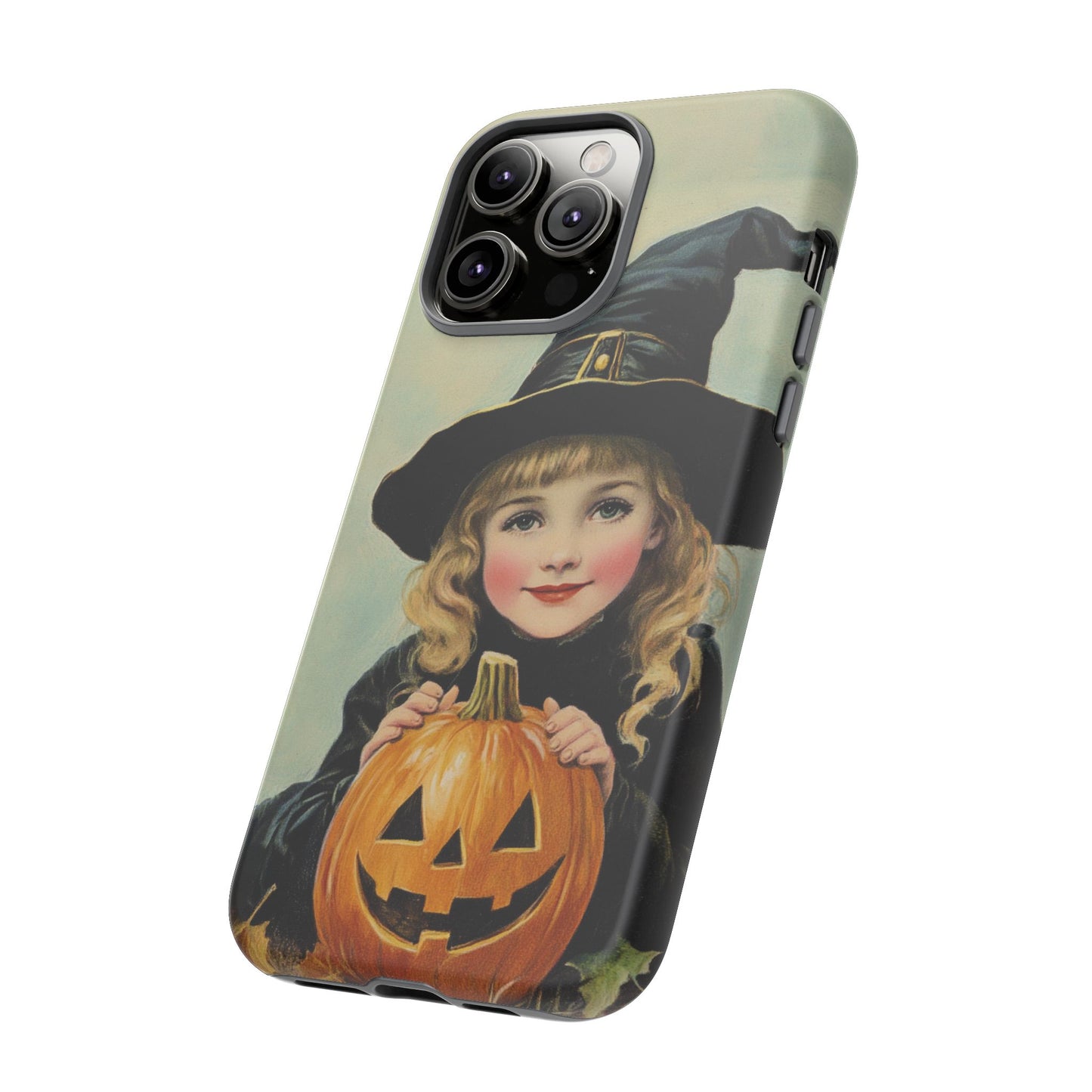 Vintage Halloween Card Witch and Jack-o'-lantern Phone Cover