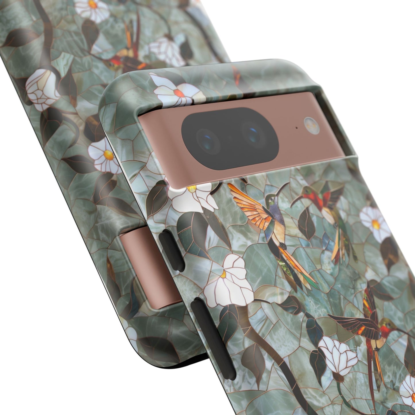 Stained Glass Hummingbirds and Flowers iPhone Case