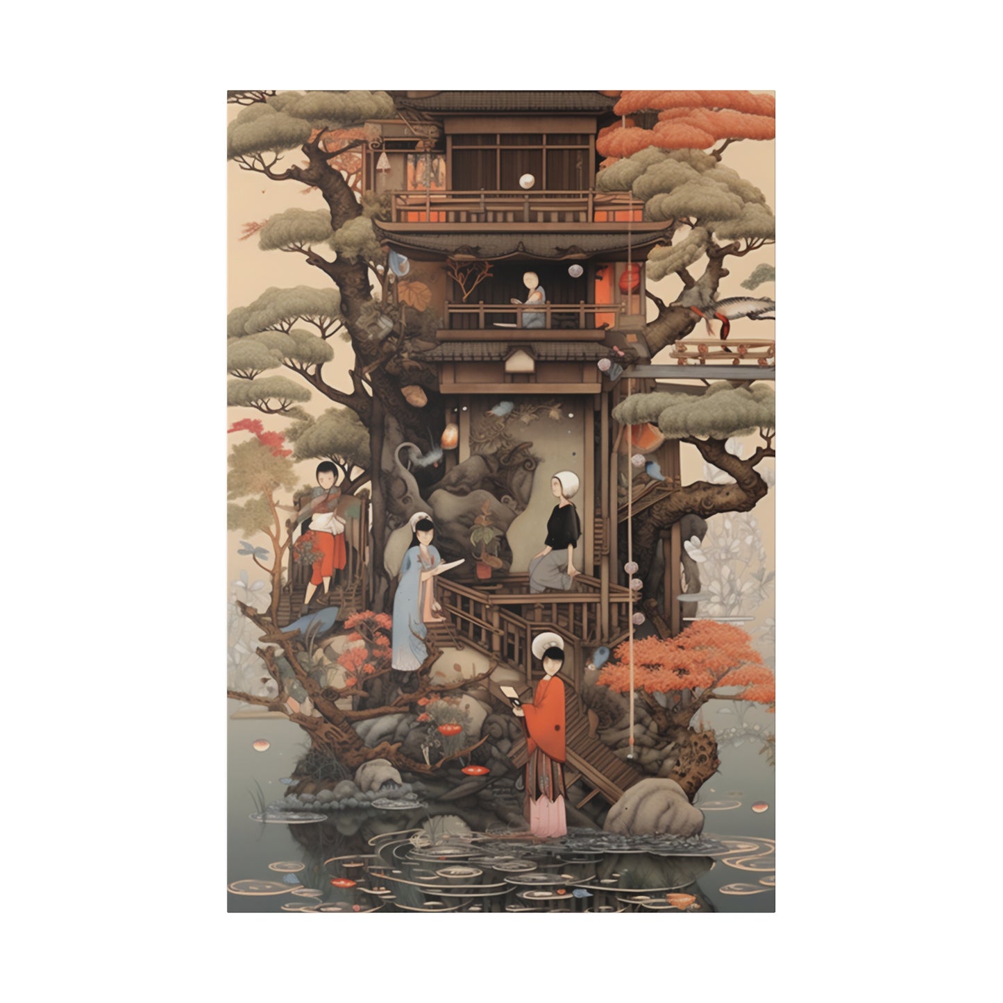 Japandi Fusion: Japanese Scandinavian Mashup | Stretched Canvas Print