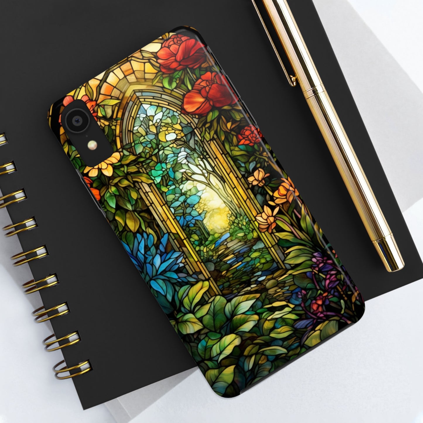 Secret Garden Stained Glass iPhone Tough Case | Unveil the Beauty of Nature with Reliable Protection