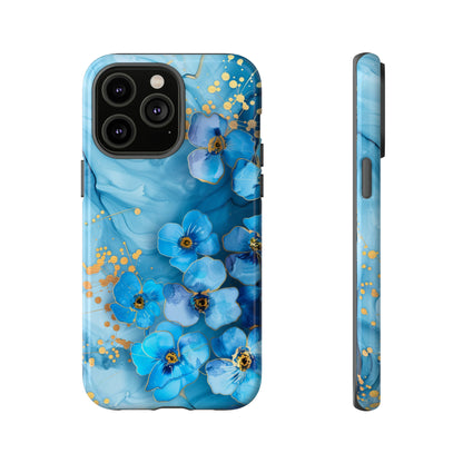 Forget Me Nots Gold Color Splash Floral Design Phone Case