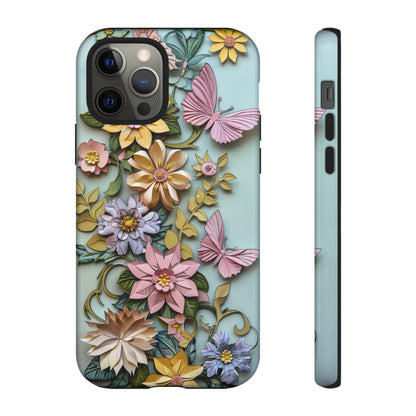 Pastel Pink Butterflies and Flowers iPhone Case