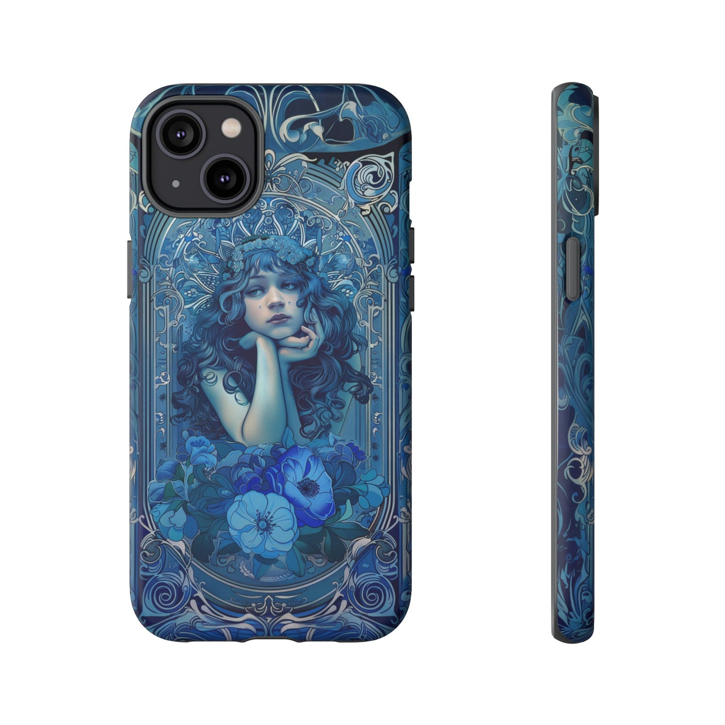 Blue Floral Art Nouveau Style Phone Case