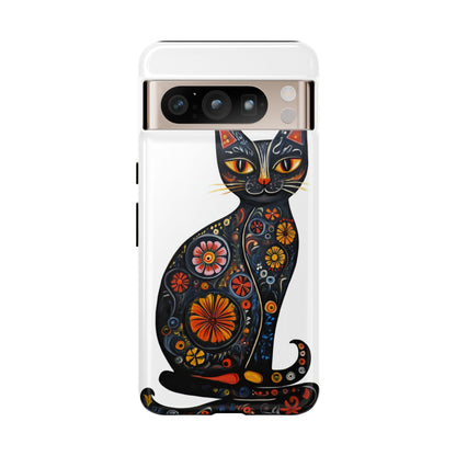 Black Cat Folk Art Halloween Phone Case