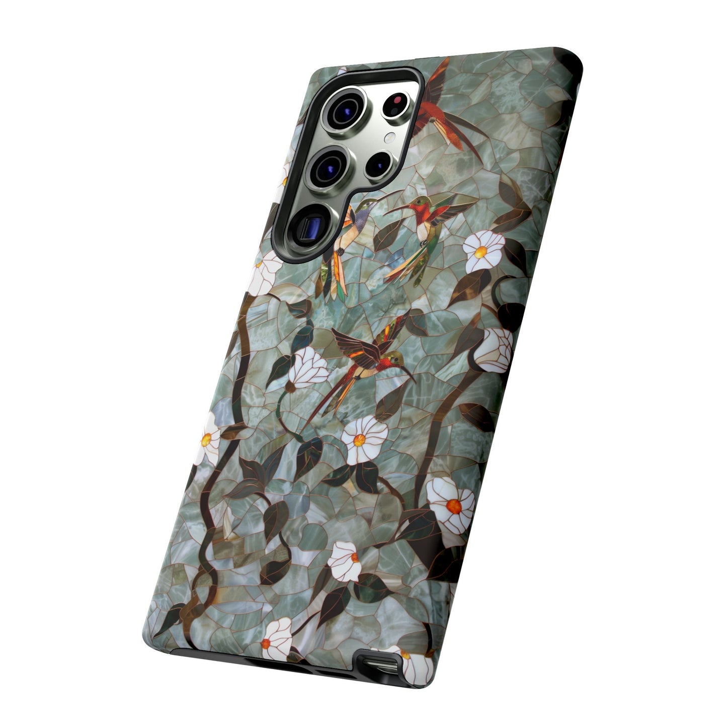 Stained Glass Hummingbirds and Flowers iPhone Case