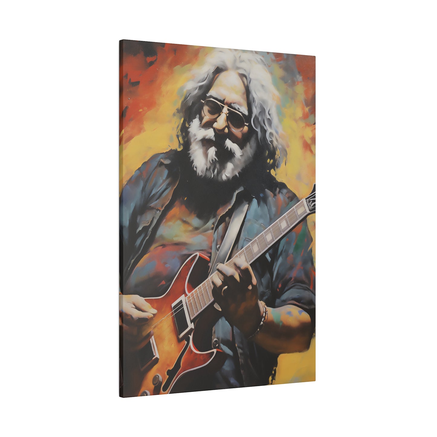 Jerry Garcia Playing Guitar  | Stretched Canvas Print