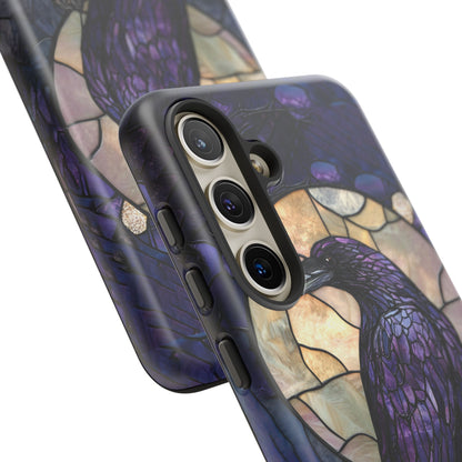 Halloween Phone Case Purple Raven Stained Glass Style Spooky Moon Phone Cover