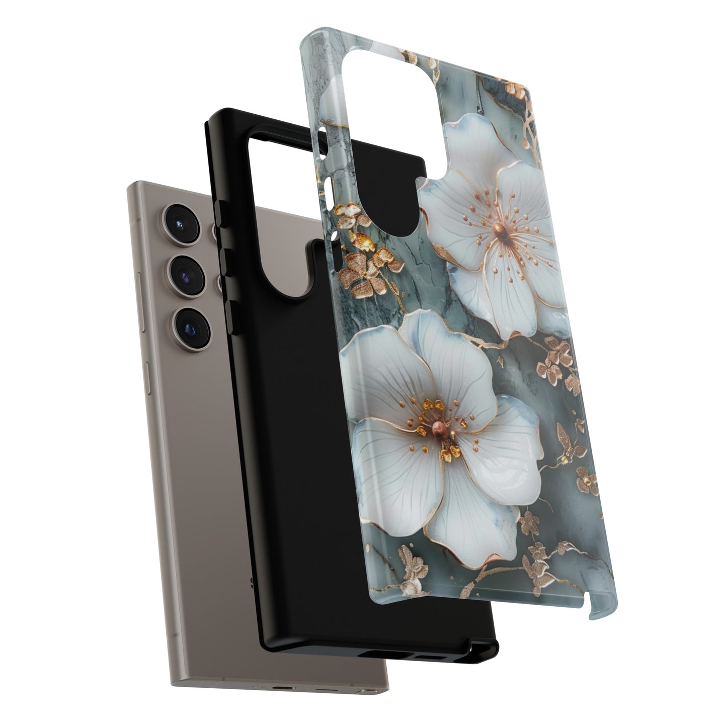 White Flower on Marble Stone  Phone Case