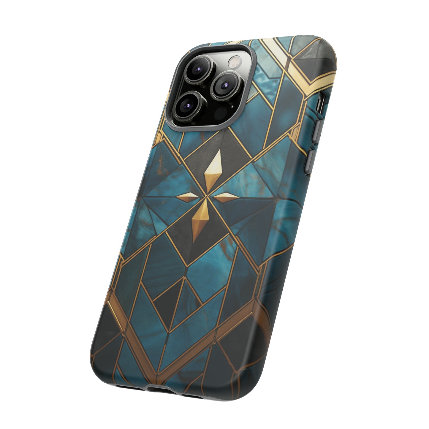 Gold and Blue Marble Mosaic Phone Case