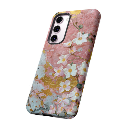 Pink Forget Me Nots Gold Floral Phone Case