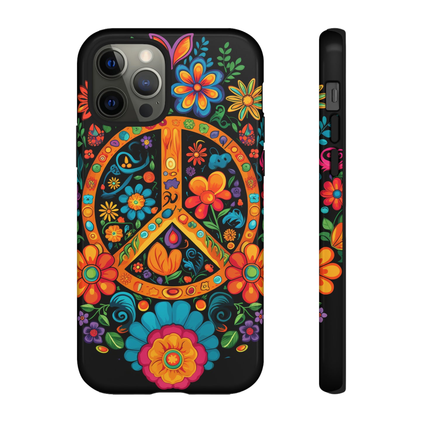 Peace Sign Embroidery Floral Hippie Style Phone Case